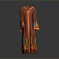 Brown Hooded Robe With Colorful Embroidery On Cuffs And Hem Long Sleeves