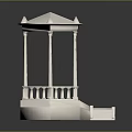 White Gazebo Structure With Columns Steps Railing And Classic Roof Design 3d model