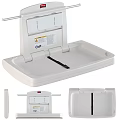 White Foldable Baby Changing Station With Oko Brand Tray And Warning Label Design