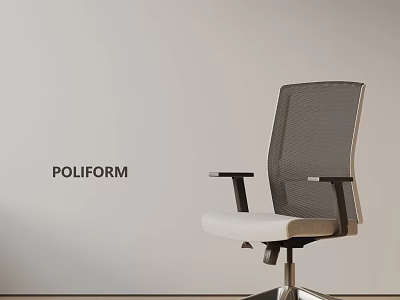 Modern Office Chair Featuring Mesh Backrest White Seat Black Armrests And Metal Base 3d model