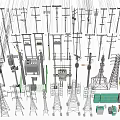 electric pole high voltage tower transformer electric pole electric tower high voltage electric box safety bar high voltage line signal tower 3d model
