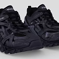 Trendy Black Extreme Sporty Shoes With Thick Sole Mesh Leather And Complex Laces