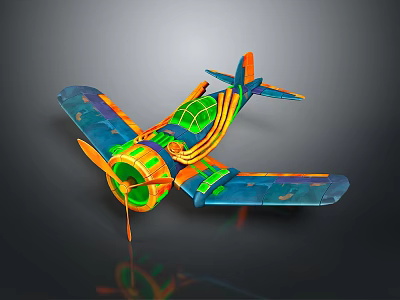 Artistic Colorful Spacecraft Model Featuring Intricate Patterns And Propeller 3d model