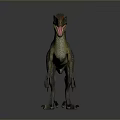 Velociraptor Dinosaur 3D Model In Standing Pose With Open Mouth And Red Eyes