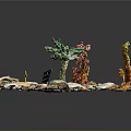 Miniature Desert Landscape Model With Various Stones Green Plants And Colorful Decorations