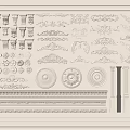 French carved plaster line carved pillar lamp panel corner line 3d model