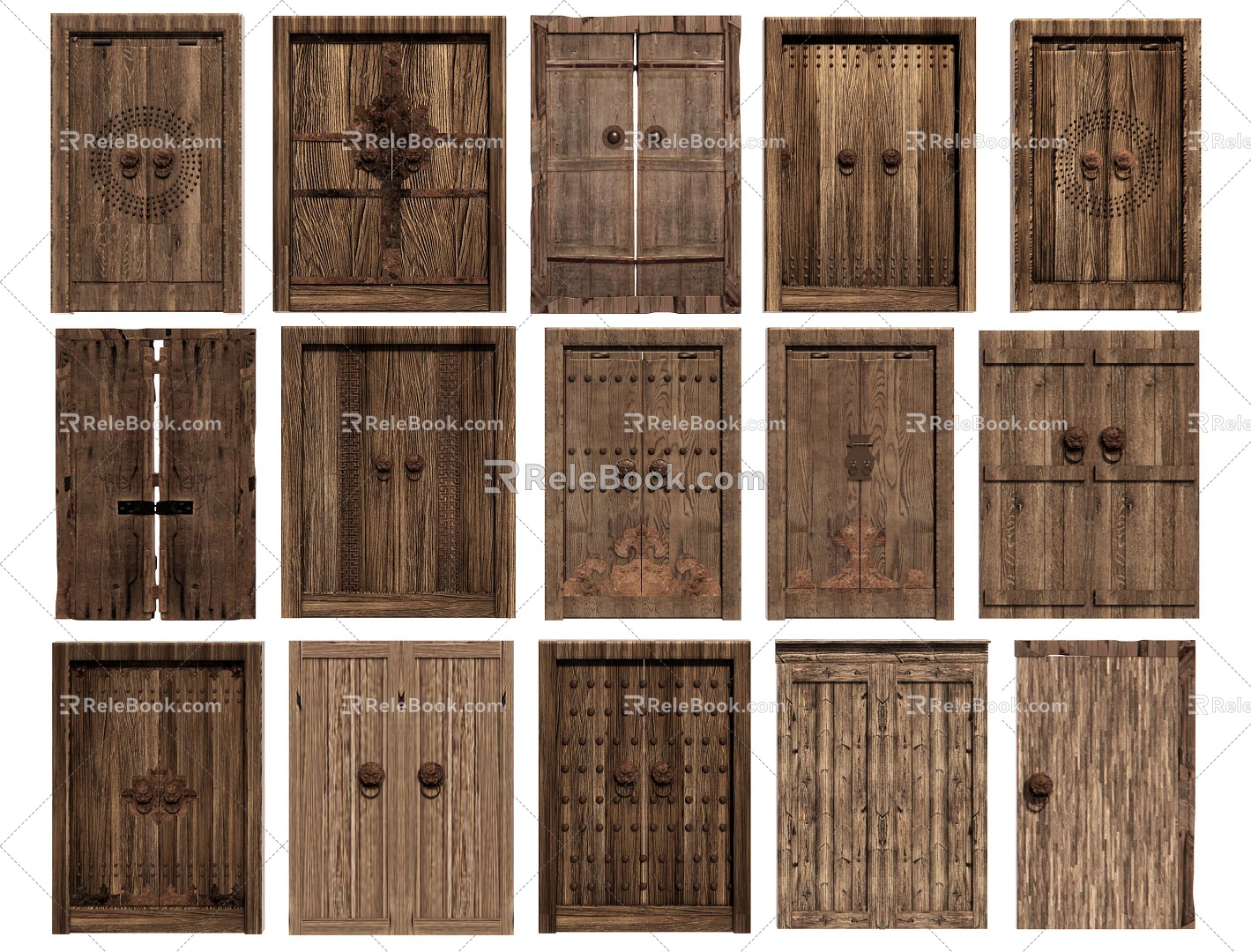 Chinese Style Wooden Door Old Wooden Door Original Wooden Door Old Wooden Door Wooden Door Double Door 3d model