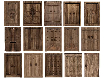 Chinese Style Wooden Door Old Wooden Door Original Wooden Door Old Wooden Door Wooden Door Double Door 3d model