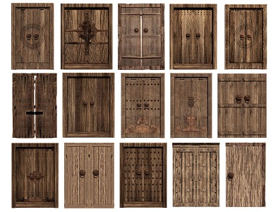 Chinese Style Wooden Door Old Wooden Door Original Wooden Door Old Wooden Door Wooden Door Double Door 3d model