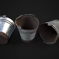 Two Rustic Metal Buckets With Handles For Washing Daily Use