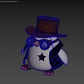 Steampunk Penguin Doll with Brown Top Hat Leather Goggles Star Badge Black Coat Metal Accents