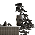 New Chinese Style Ornaments Bonsai Bonsai Iron Plant rockery 3d model