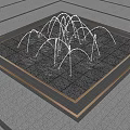 Decorative Square Water Fountain with Upward Water Jets and Illuminated Lights on Tiled Floor