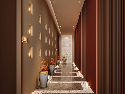 New Chinese Hotel Aisle Club Corridor Landscape model