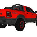 Red Off Road Pickup Truck With Black Rims And Aggressive Front Design