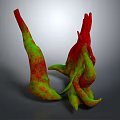 Wood Stone Abstract Sculpture with Irregular Shape and Vibrant Red Green Colors