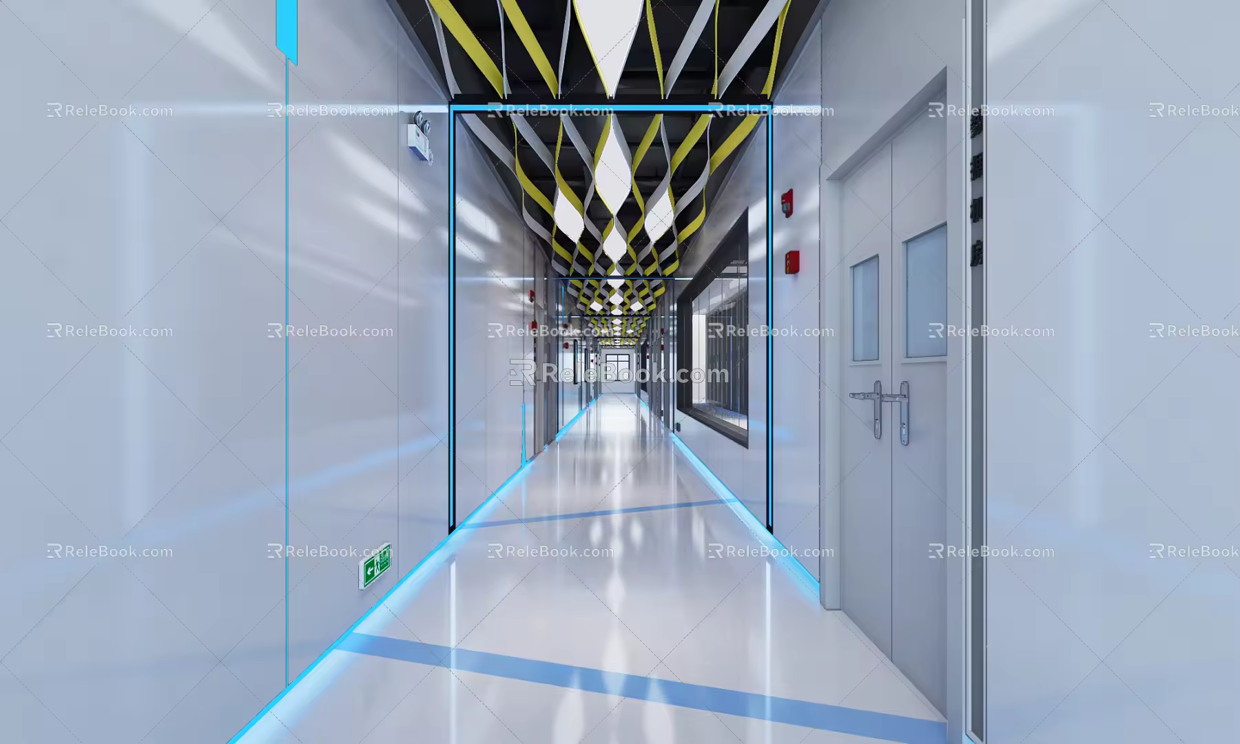 Modern aisle computer room walkway 3d model