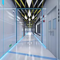 Modern aisle computer room walkway 3d model