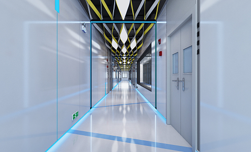 Modern aisle computer room walkway 3d model