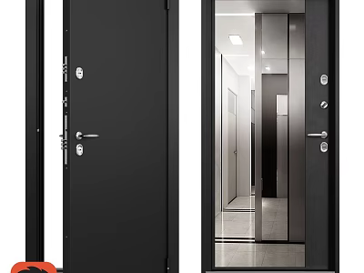 Modern Black Swing Door Design With Glass Panel For Interior Decoration 3d model
