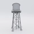 Industrial Water Tower Equipment With Metal Frame Support And Platform Structure 3d model