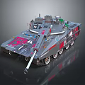 Armored Military Vehicle Tank With Cannon Red Markings And Tracks Design