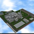 Aerial Planning of Industrial Facility Layout with Buildings Green Areas and Roads
