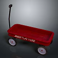 Classic Radio Flyer Red Wooden Wagon With White Wheels For Children