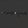 Military Machine Gun With Ammunition Belt And Green Magazine Base On