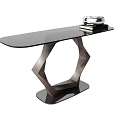 Modern Side Table With Geometric Metal Base And Sleek Glass Top Design