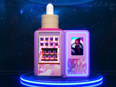 Starry Sky Background Photo Spot With Pink Purple Machine Neon Light And Blue Base 3d model