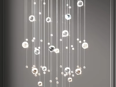 Elegant Modern Crystal Chandelier With Hanging Spherical Ornaments And Linear Design Elements 3d model