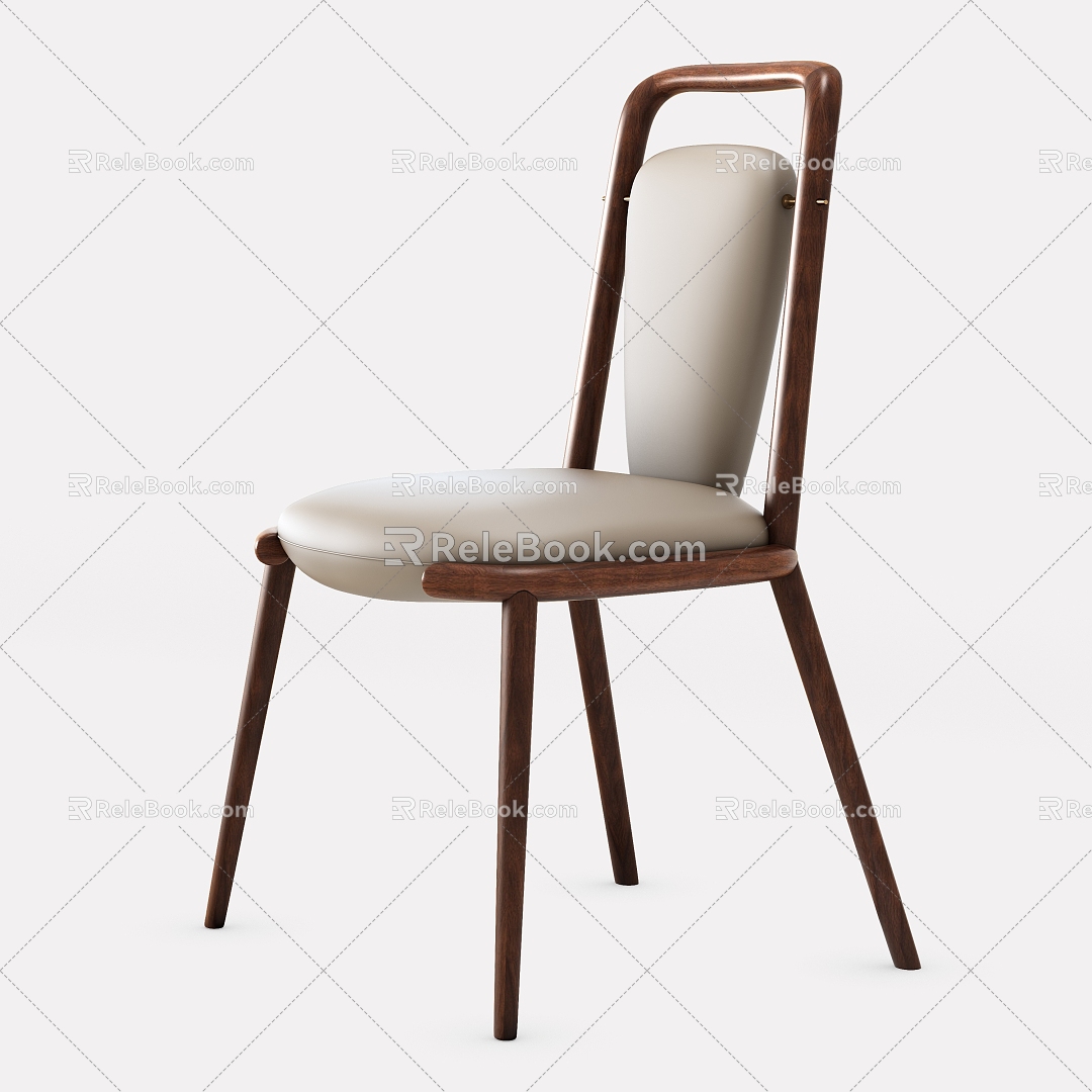 New Chinese Style Single Chair Dining Chair Book Chair 3d model