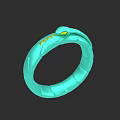 Green Snake Shaped Ring With Scaled Texture And Yellow Eyes
