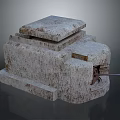 Rough Textured Stone Fortification Structure With Layered Design And Metal Cannon 3d model