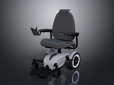 Ergonomic Electric Wheelchair With Comfortable Seat Black Frame And White Wheels 3d model