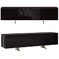Modern High Gloss Dark Brown TV Cabinet With Sturdy Metal Legs And Ample Storage Space