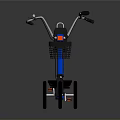 Blue Electric Bike With Front Basket Black Seat And Red Accent Wheels