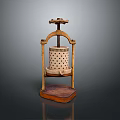 Vintage Wooden Manual Fruit Press With Perforated Container And Stand