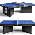 Table Tennis Table as Sports Equipment with Blue Tabletop Black Legs Net Paddles and Balls