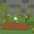 Lush Garden Patio With Greenery Covered Walls Wooden Decking Grass Lawn Stones And Lantern Lights