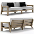 Modern Wooden Sofa With White Cushions And Black Pillows Design