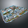 Aerial View Landscape of Urban Area with Modern Buildings Roads and Green Trees