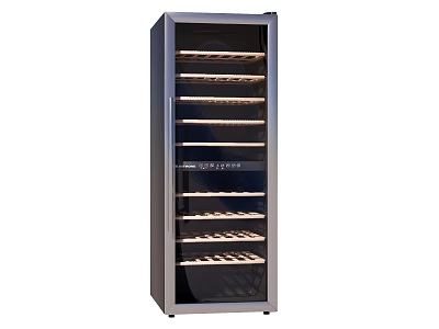Modern Freestanding Wine Cooler With Glass Door And Multiple Wine Racks 3d model