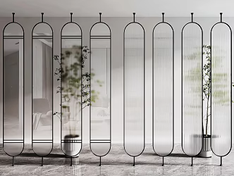 Modern screen glass screen partition 3d model