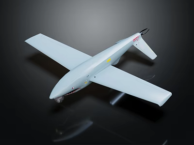 White Passenger Plane with Streamlined Body Long Wings and Landing Gear on Black Reflective Surface 3d model