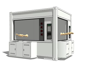 Industrial Equipment With Control Panel And Mechanical Arm Features 3d model