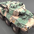 Military Wheeled Tank with Camouflage Paint Turret Cannon and Antenna Detailed Exterior Design