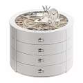 Rotating Jewelry Organizer With White Drawer Storage And Wooden Compartments For Accessories