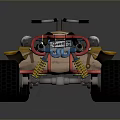 Cartoon Style Off Road Quad Bike With Pink Frame Blue Accents And Large Tires